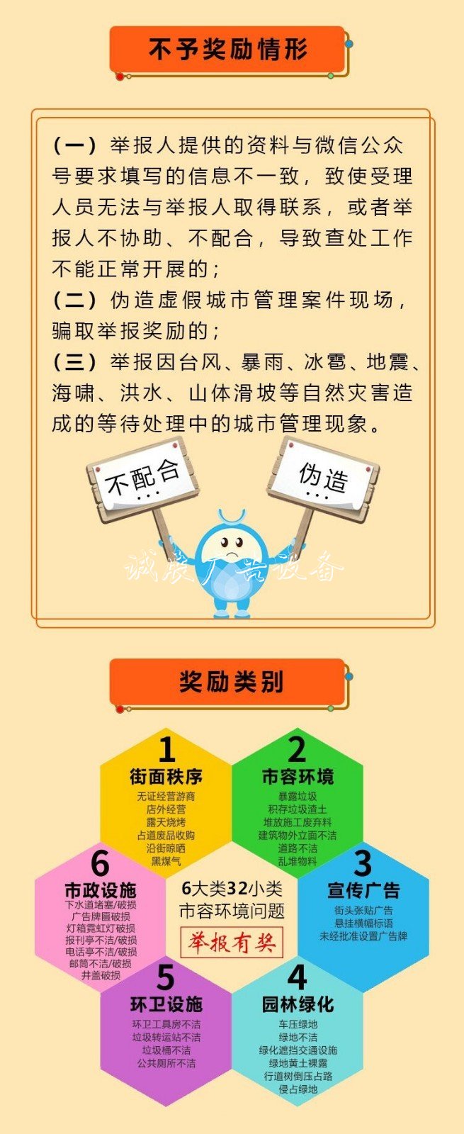 舉報(bào)亂貼小廣告、垃路燈燈箱圾桶破損等現(xiàn)象，獎勵2