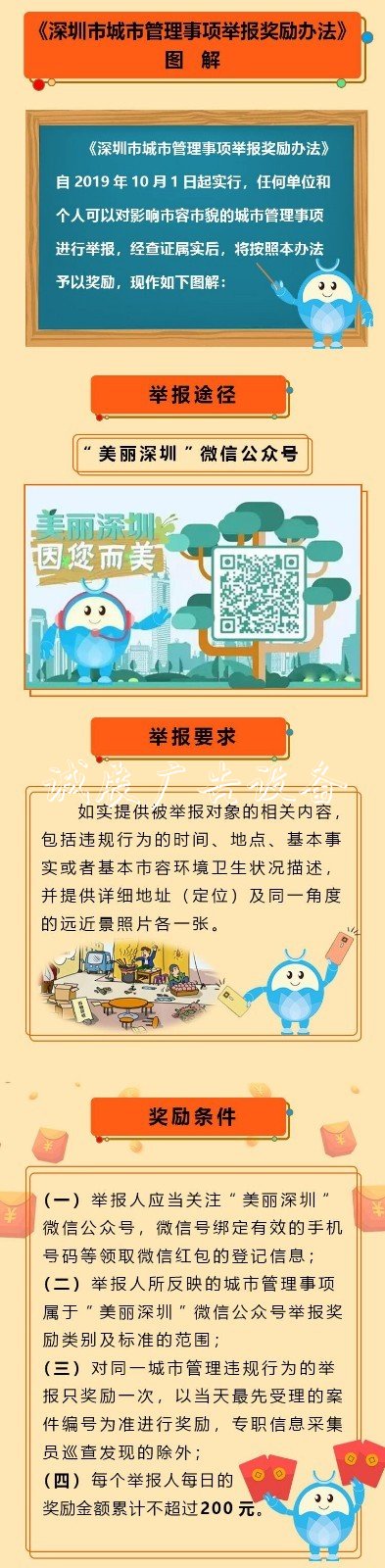 舉報(bào)亂貼小廣告、垃路燈燈箱圾桶破損等現(xiàn)象，獎勵2