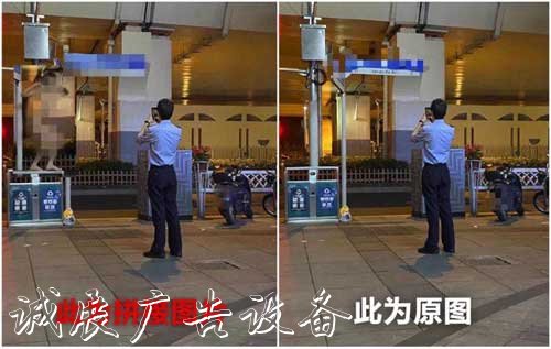 上海市中心一男子赤身裸體指路牌燈箱跨騎路牌拍照，刑拘！警方正告